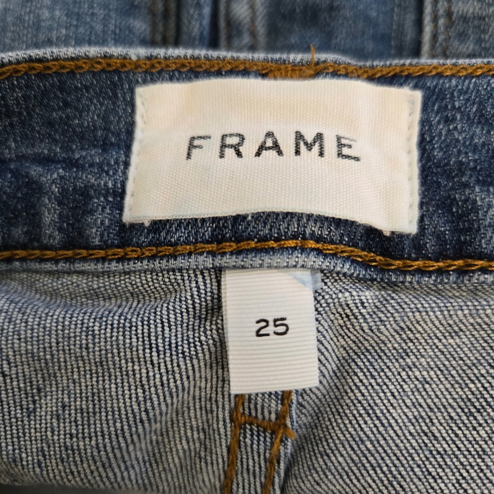 FRAME Le Sylvie Crop Jeans Womens Size 25 Blue Denim Distressed Hem 25x21 Chic - Picture 3 of 13